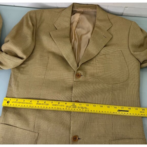 Luciano Barbera Blazer Jacket 42L Linen Wool Blend Bemberg Liner Made in Italy - Picture 8 of 11